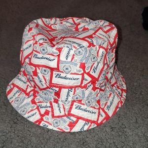 Men's Red and White Budweiser Bucket Hat